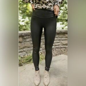 SPANX High Waisted Faux Leather Look Leggings | Tummy Control | Small